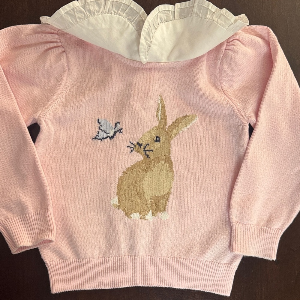 Janie and Jack Pink Sweater with Bunny Design - Picture 3 of 9